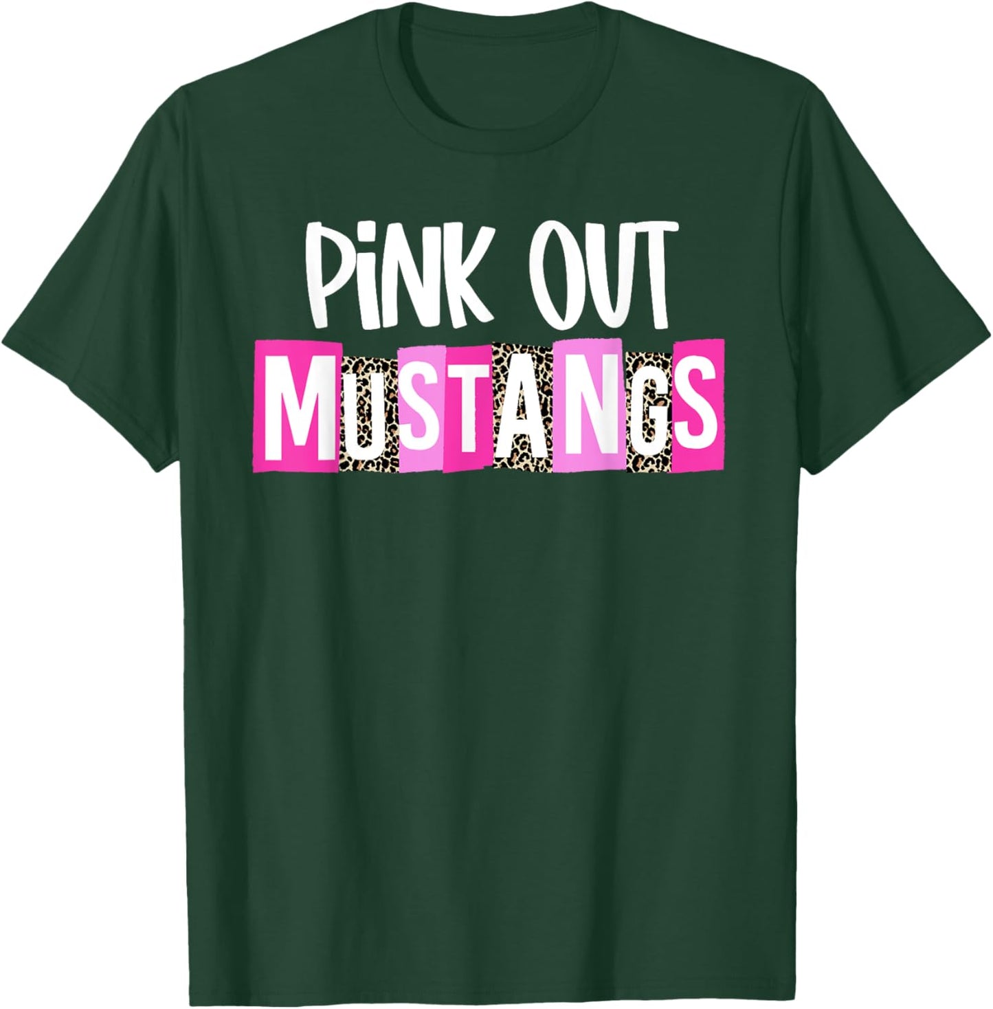 Pink Out Mustangs Breast Cancer Awareness School Spirit T-Shirt - T-Shirt | Forest