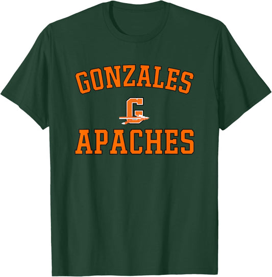 Gonzales Apaches Logo Varsity HS T-Shirt - T-Shirt | Forest