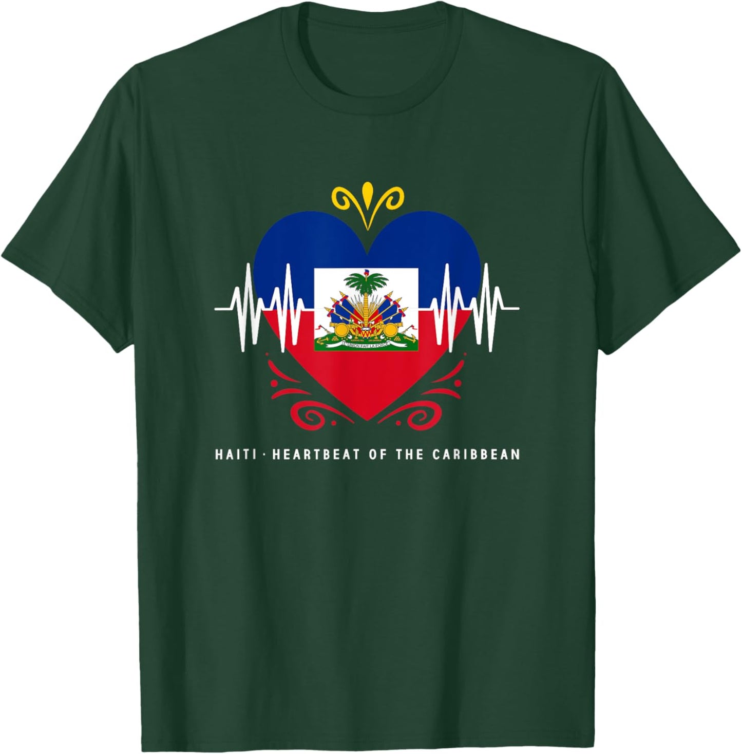 Haiti Heartbeat Of The Caribbean Heart Haitian Flag T-Shirt - T-Shirt | Forest