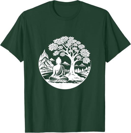 Buddha Sitting Under Bodhi Tree / Sitting Buddhist Symbol T-Shirt - T-Shirt | Forest