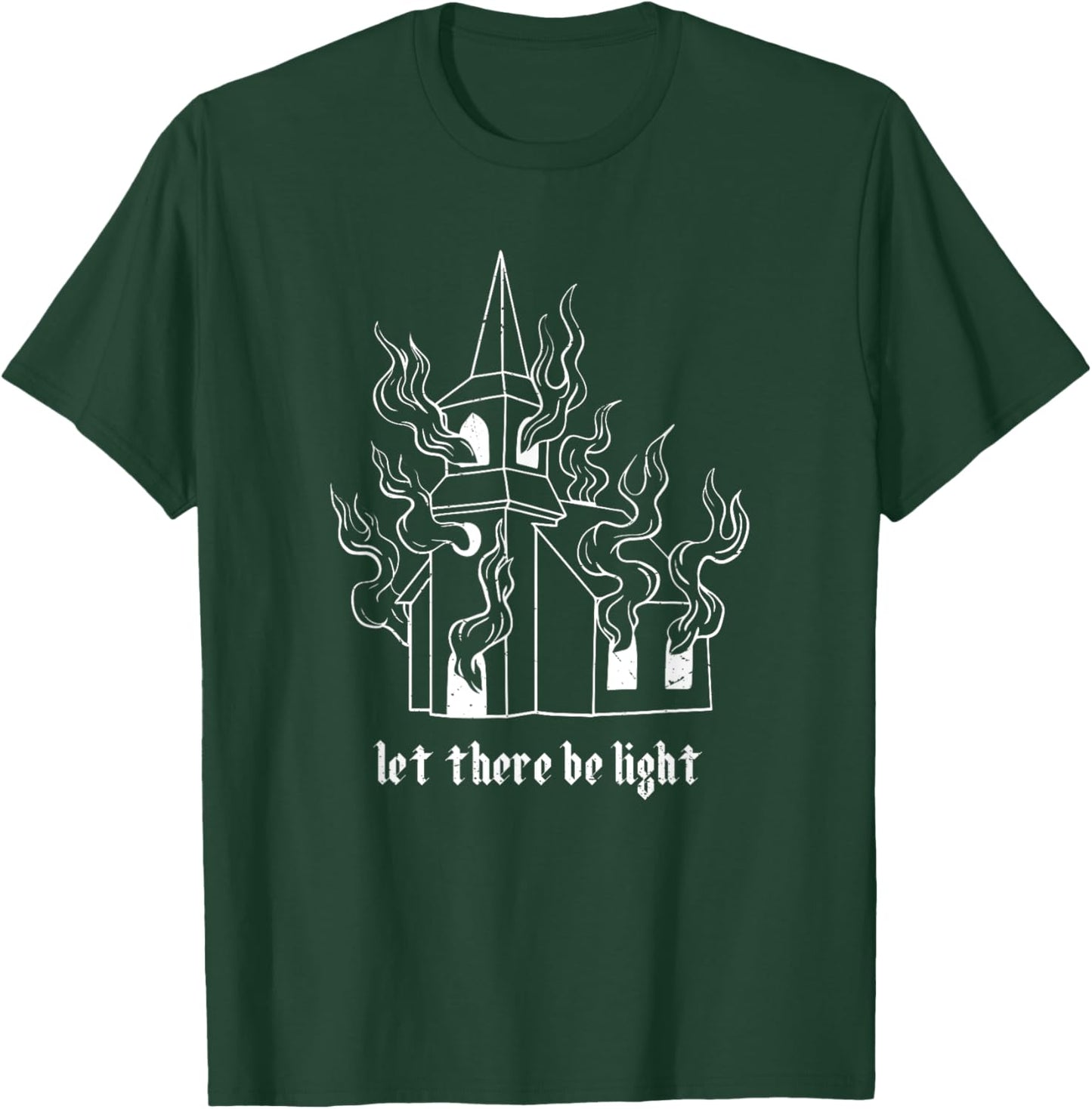 Satan Occult Burning Church Unholy Antichrist Halloween T-Shirt - T-Shirt | Forest