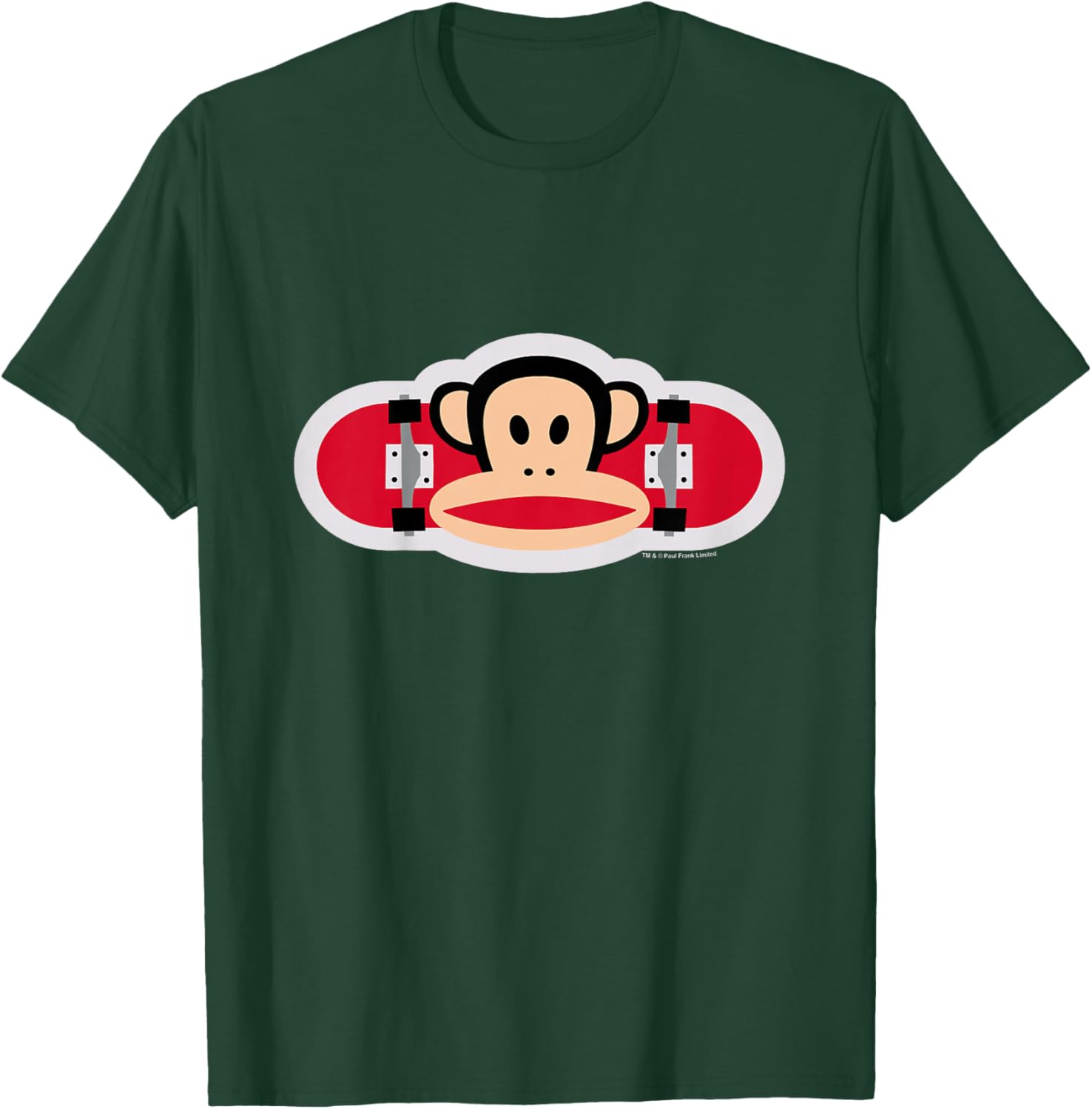 Paul Frank Julius The Monkey Skater Skateboard Kinder T-Shirt - T-Shirt | Forest