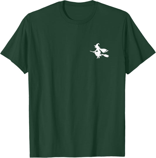 Witch On Broomstick Halloween Subtle Minimal Funny Costume T-Shirt - T-Shirt | Forest