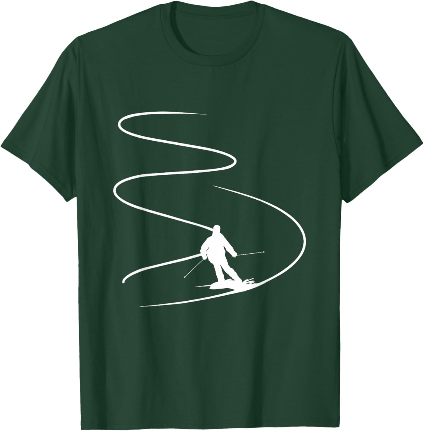 Skier With Tracks In Deep Powder Snow Freeride Sport Skiing T-Shirt - T-Shirt | Forest