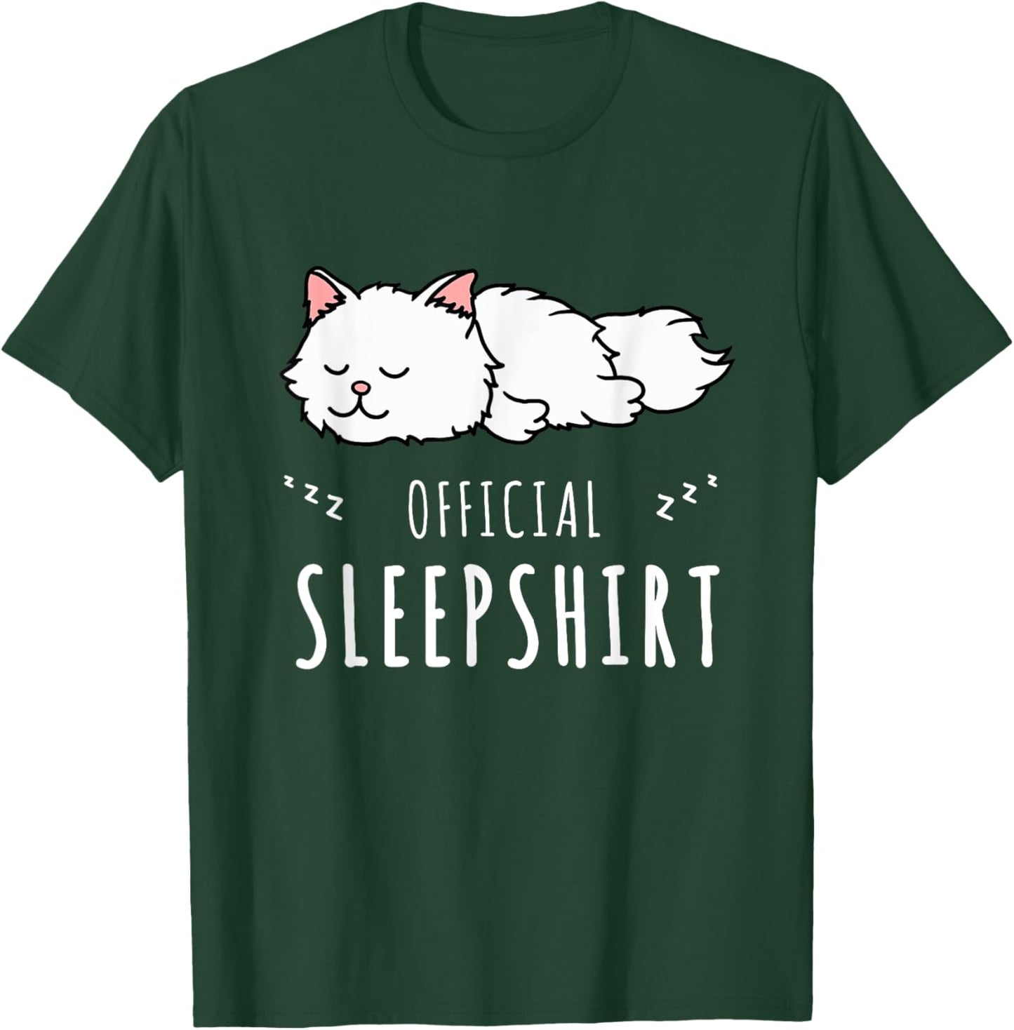 Official Sleepshirt White Cat Funny Cute Sleep Lover Pajamas Women Girls Kids T-Shirt - T-Shirt | Forest