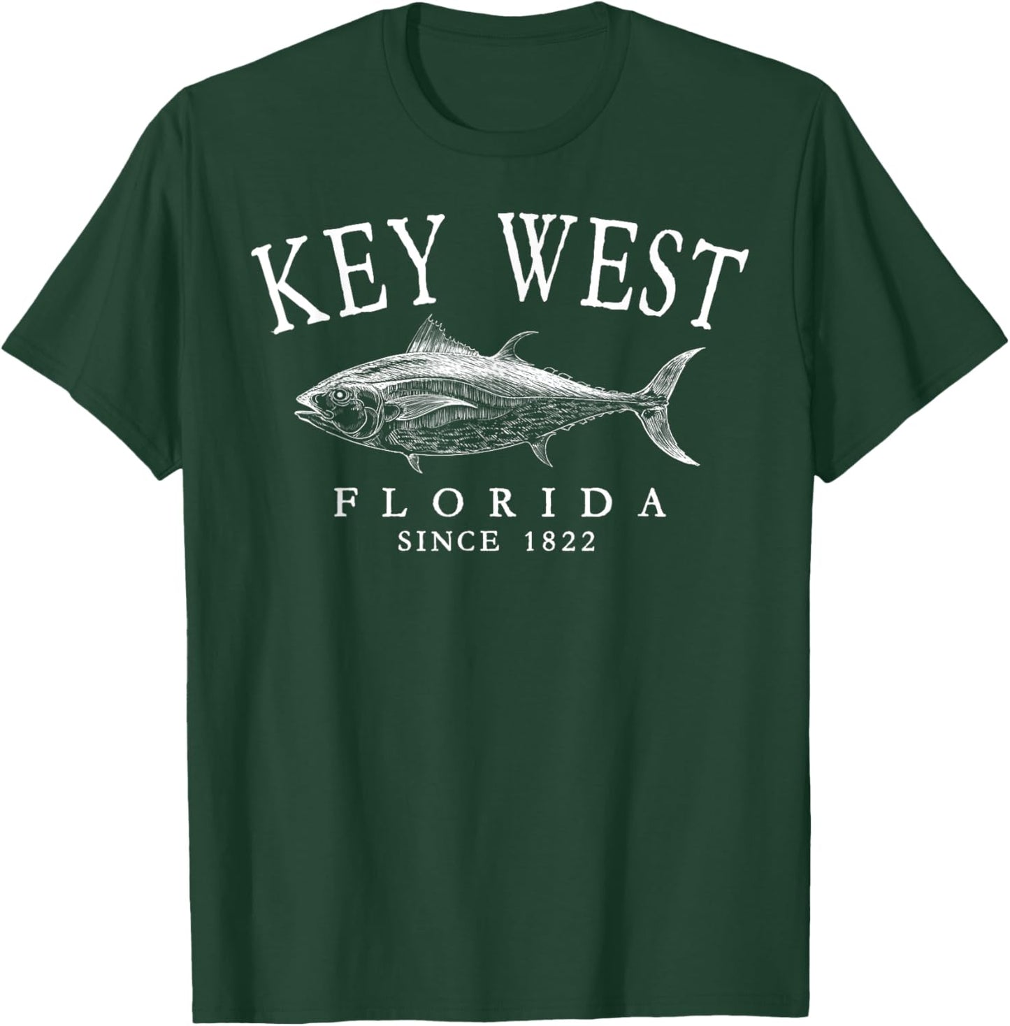 Key West Florida Fishing Since 1822 Arched White Letters T-Shirt - T-Shirt | Forest