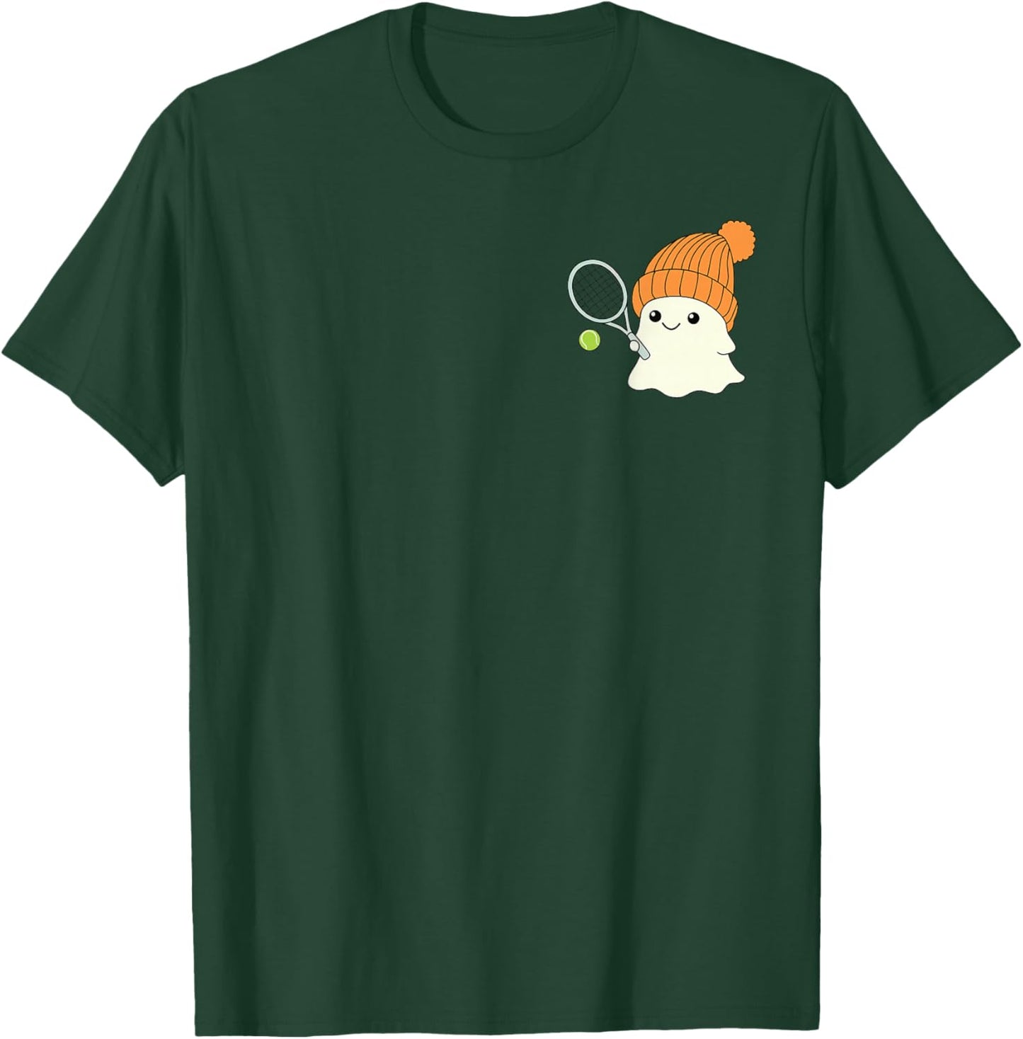 Funny Ghost Playing Tennis Pocket Halloween Costume T-Shirt - T-Shirt | Forest