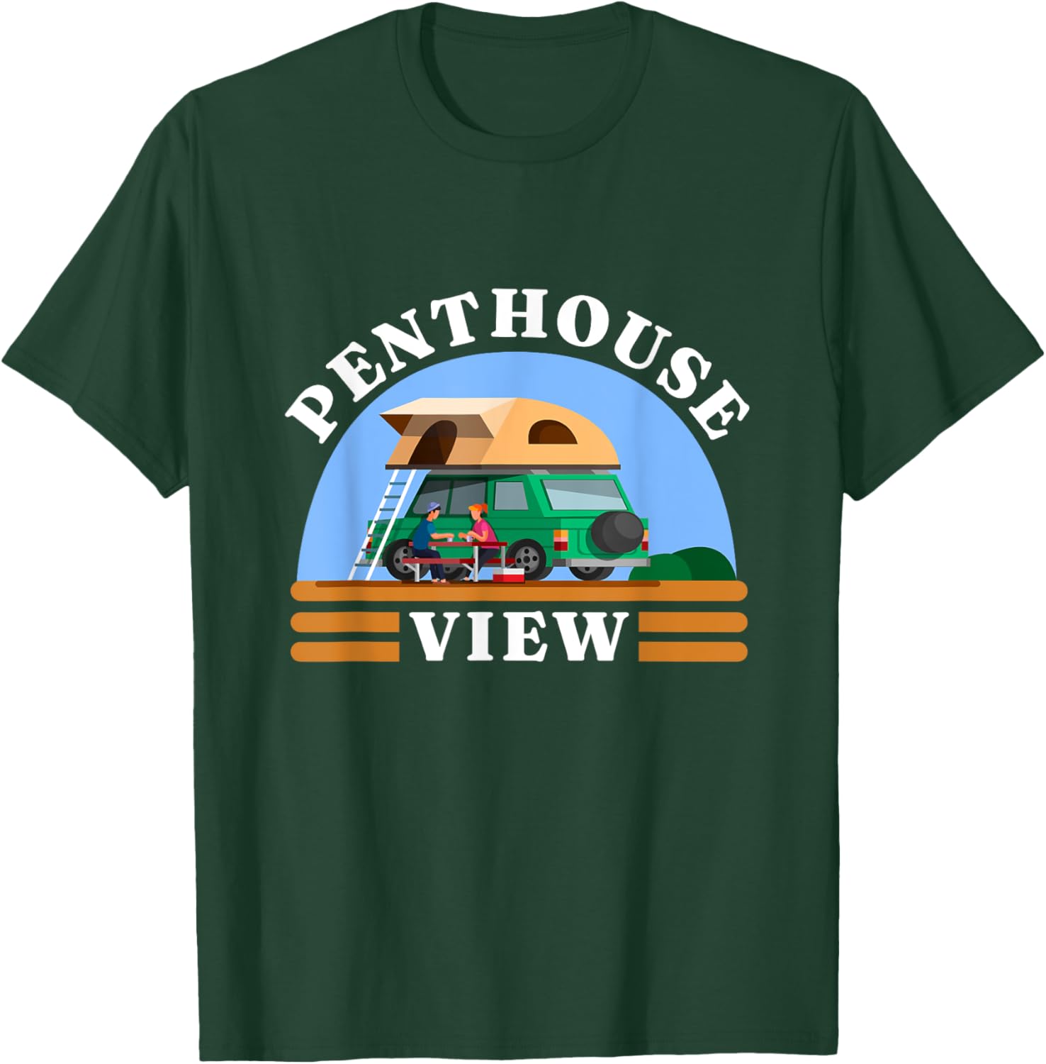 Penthouse View Rooftop Tent Camping Off-Road Vehicle Camper T-Shirt - T-Shirt | Forest