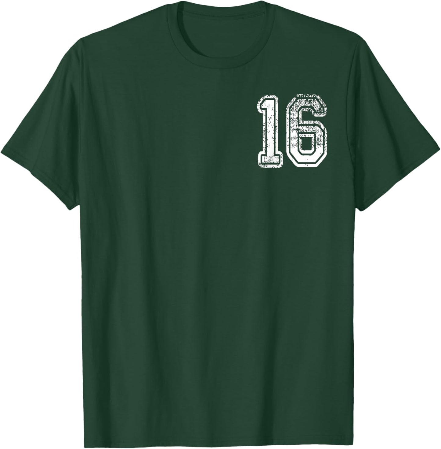 Number 16 in Grungy White T-Shirt - T-Shirt | Forest