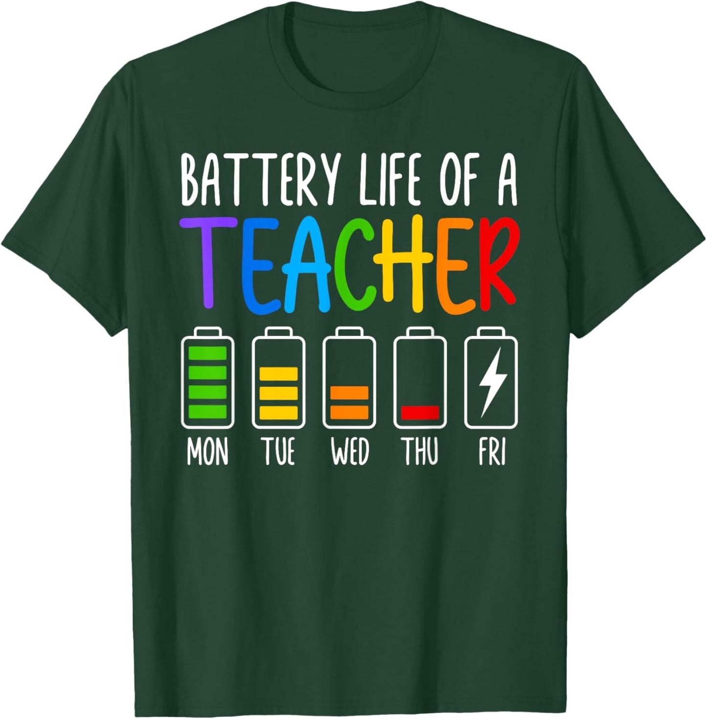 Battery Life Of A Teacher Funny School Teacher Appreciation Women T-Shirt - T-Shirt | Forest