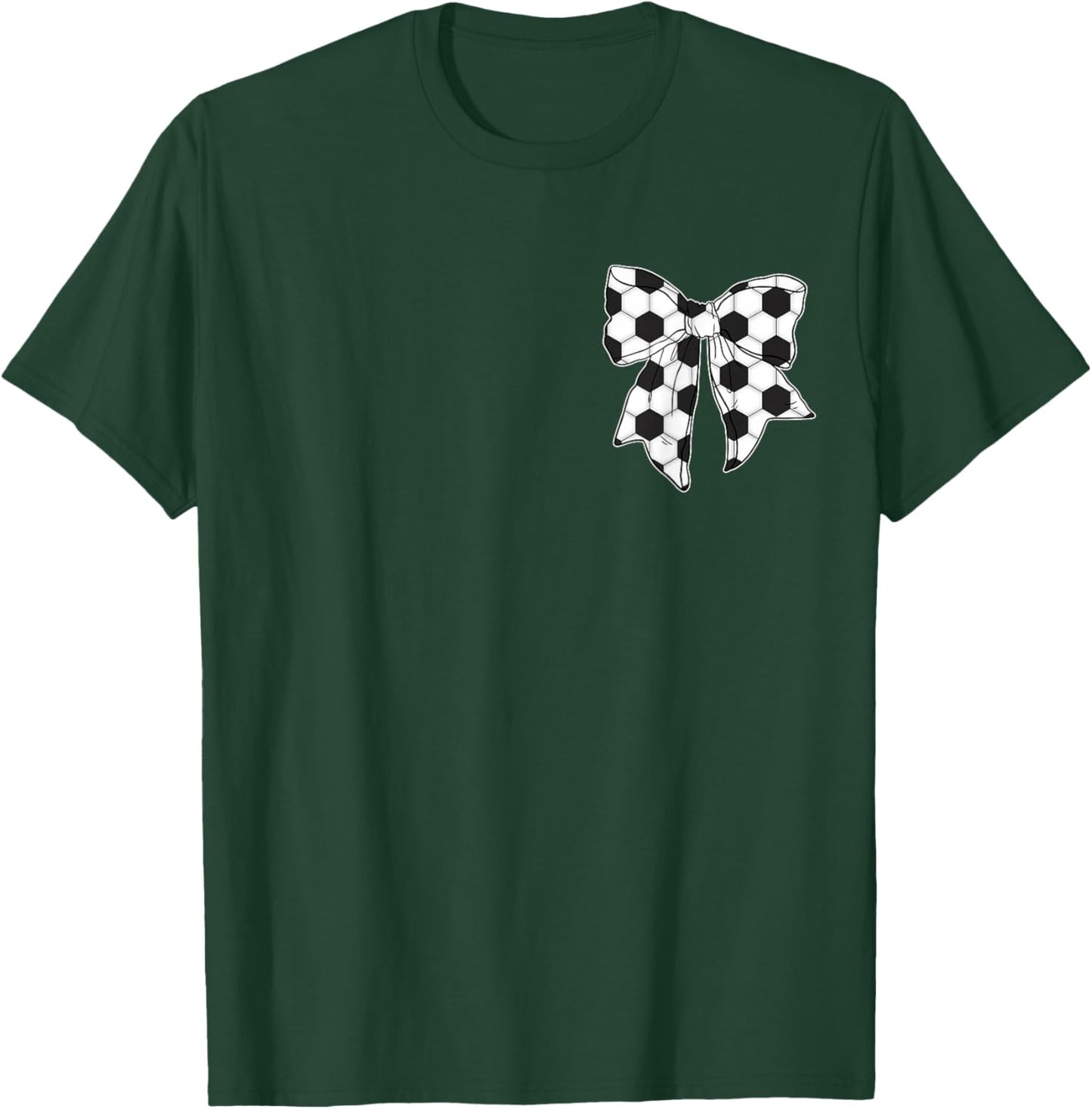 Soccer Bow Game Day Coquette Women Front and Back Print T-Shirt - T-Shirt | Forest