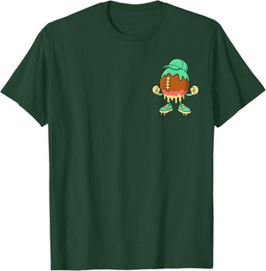 Football Ice Cream Drip Boys Character Front & Back T-Shirt - T-Shirt | Forest