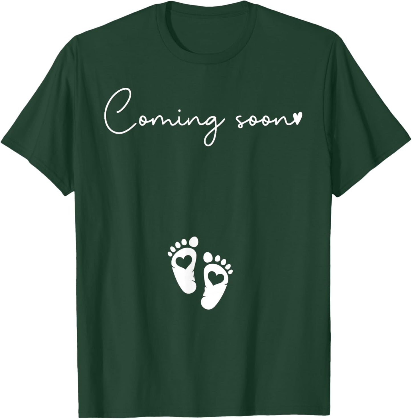 Baby Footprints Coming Soon Pregnancy Pregnant Announcement T-Shirt - T-Shirt | Forest