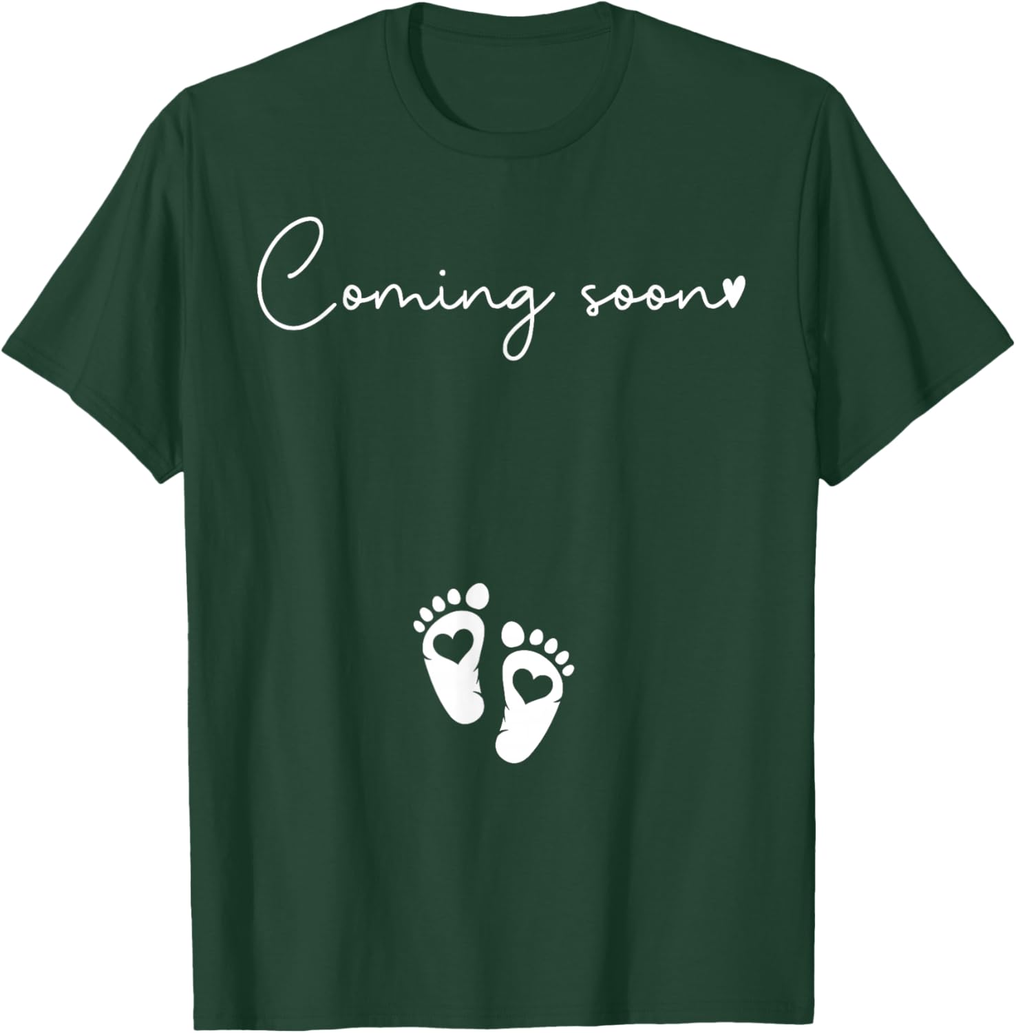 Baby Footprints Coming Soon Pregnancy Pregnant Announcement T-Shirt - T-Shirt | Forest