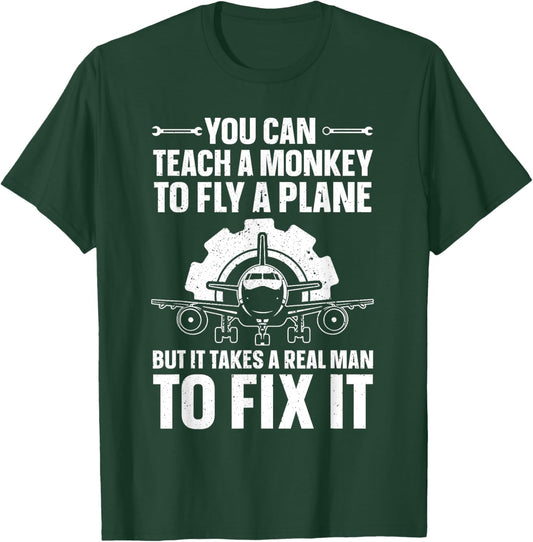 Funny Aircraft Mechanic Art Boys Aircraft Technician T-Shirt - T-Shirt | Forest
