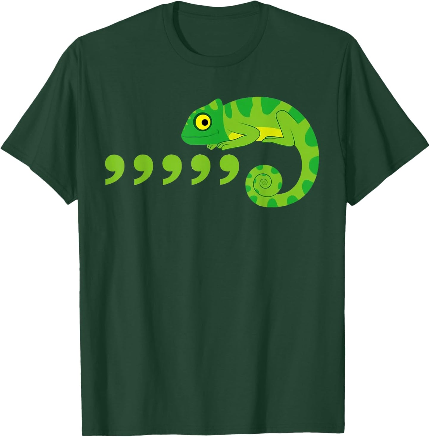 Comma Chameleon Funny 80's Throwback T-Shirt - T-Shirt | Forest