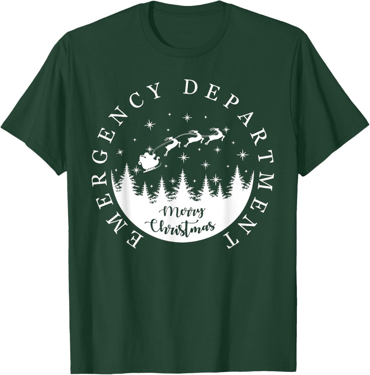 Emergency Department ER Nurse Christmas Outfit -Adults Black Small Modern Christmas Solid Short Sleeve Christmas-themed Emergency Room Tech Nurse T-Shirt - T-Shirt | Forest