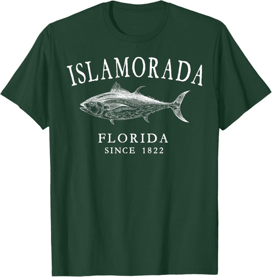 Islamorada Florida Fishing Since 1822 Arched White Letters T-Shirt - T-Shirt | Forest