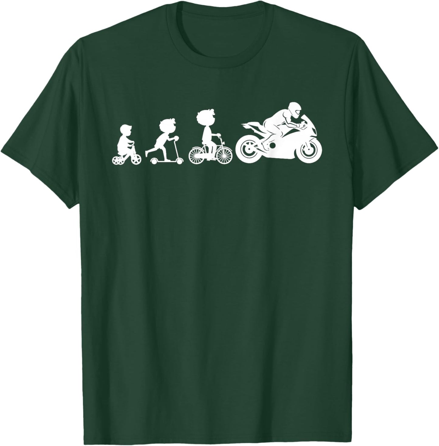Biker Evolution Supersportler Wheelie Motorrad Mann Frau T-Shirt - T-Shirt | Forest