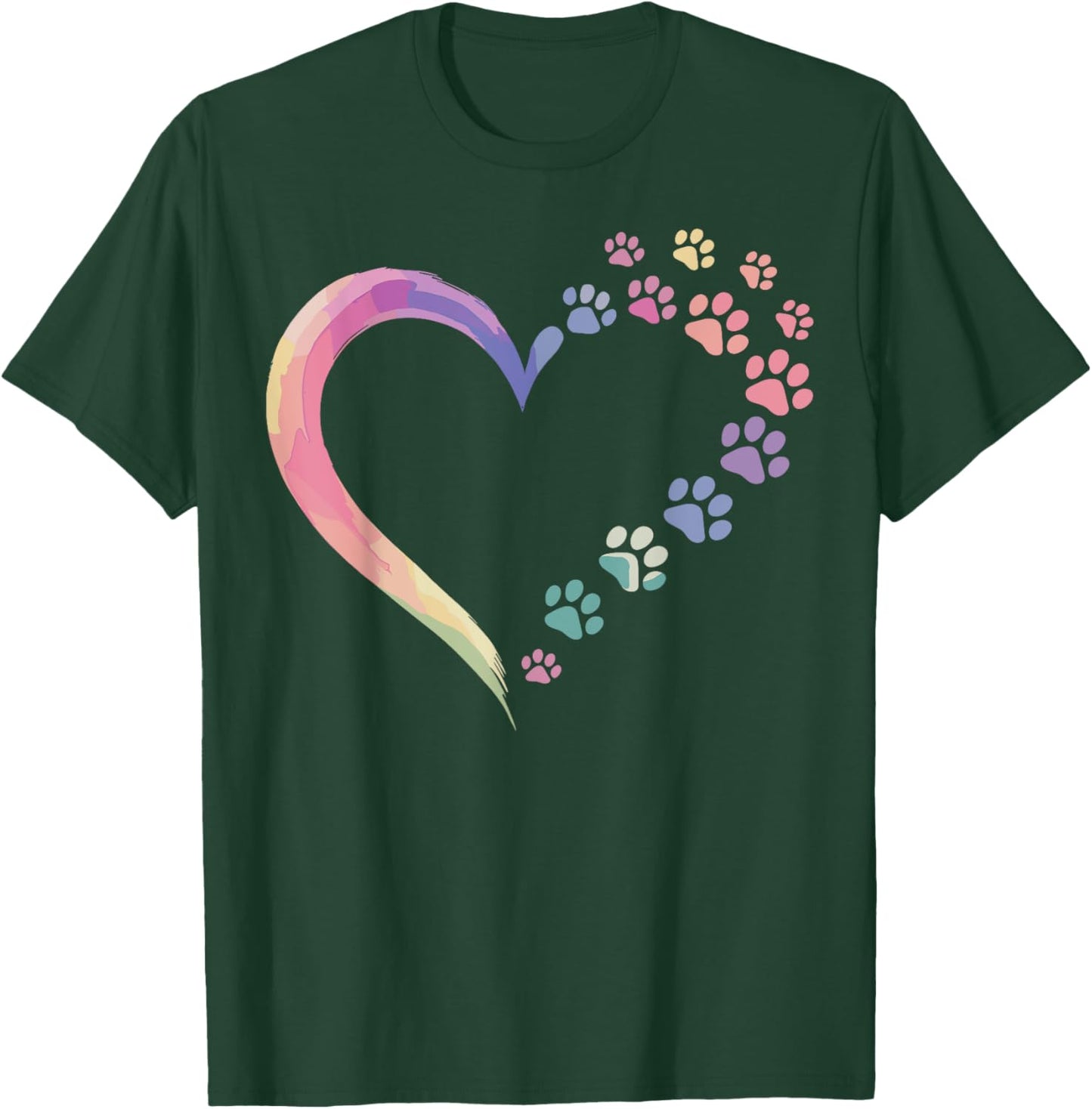 Colorful Dog Paw Print Dog Lover Dog Mom T-Shirt - T-Shirt | Forest