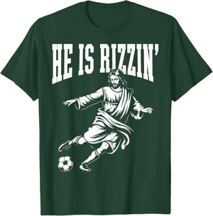 Funny Meme God Christian Christmas He Is Rizzin Jesus Soccer T-Shirt - T-Shirt | Forest