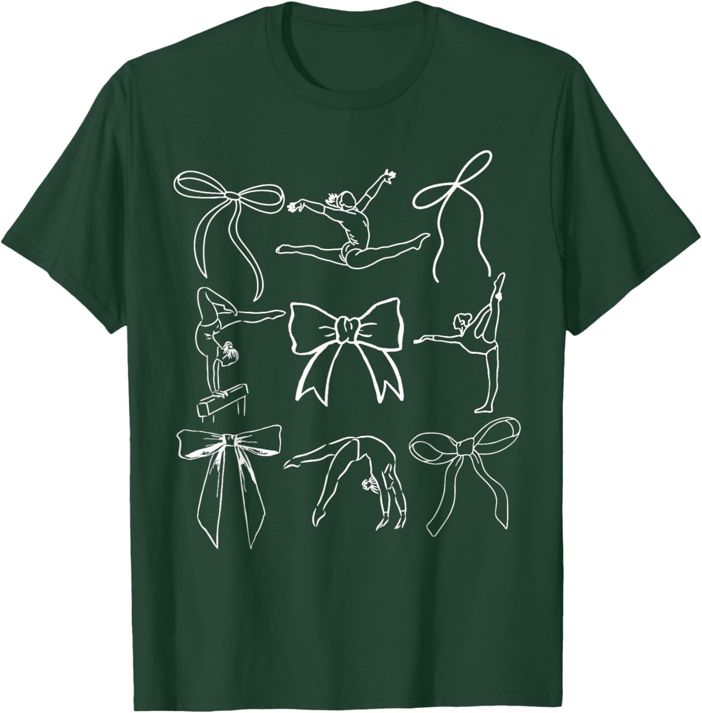 Retro Coquette Bows Gymnastics Sports Gymnast Cute Mom Women T-Shirt - T-Shirt | Forest
