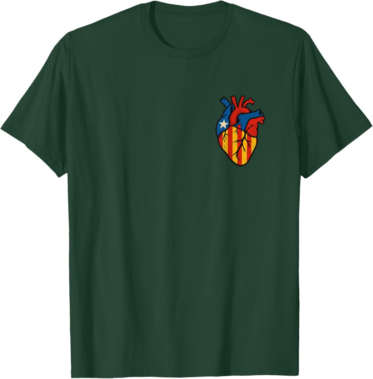 Catalonia Style Heart - Senyera Design Spain T-Shirt - T-Shirt | Forest