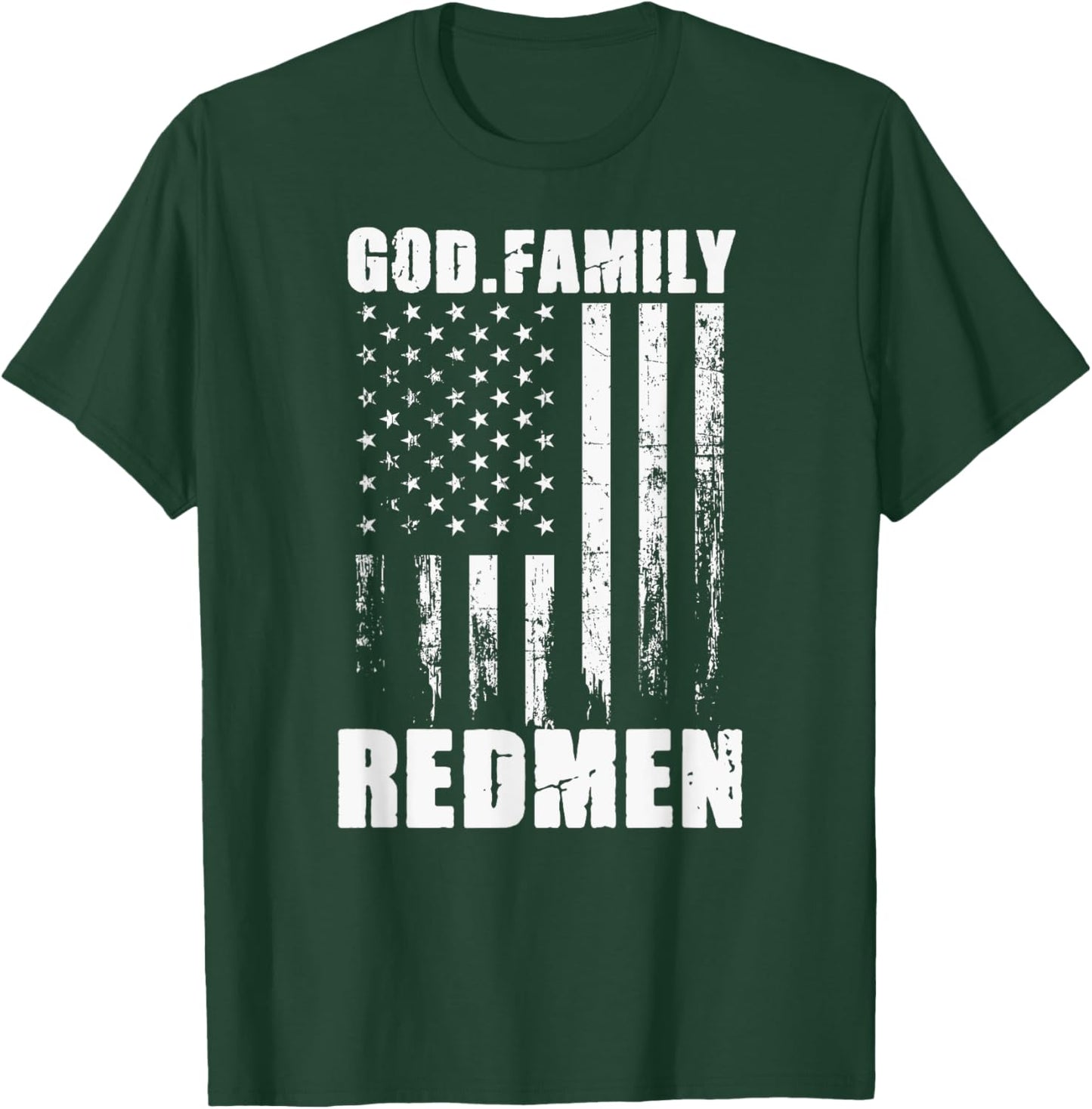 Rock Hill Redmen God. Family. Vintage USA Flag T-Shirt - T-Shirt | Forest