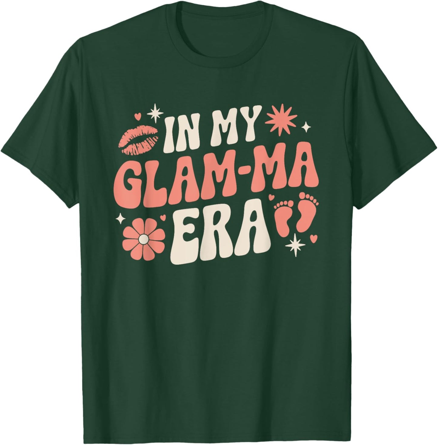 Retro In My Glam-Ma Era Funny Grandma Baby Announcement T-Shirt - T-Shirt | Forest