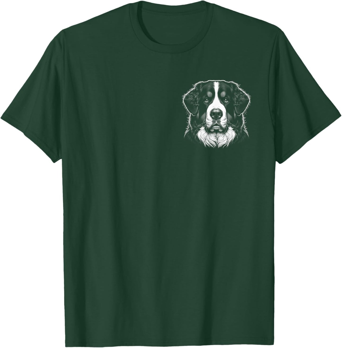 Proud Bernese Mountain Dog Head Portrait on Chest T-Shirt - T-Shirt | Forest
