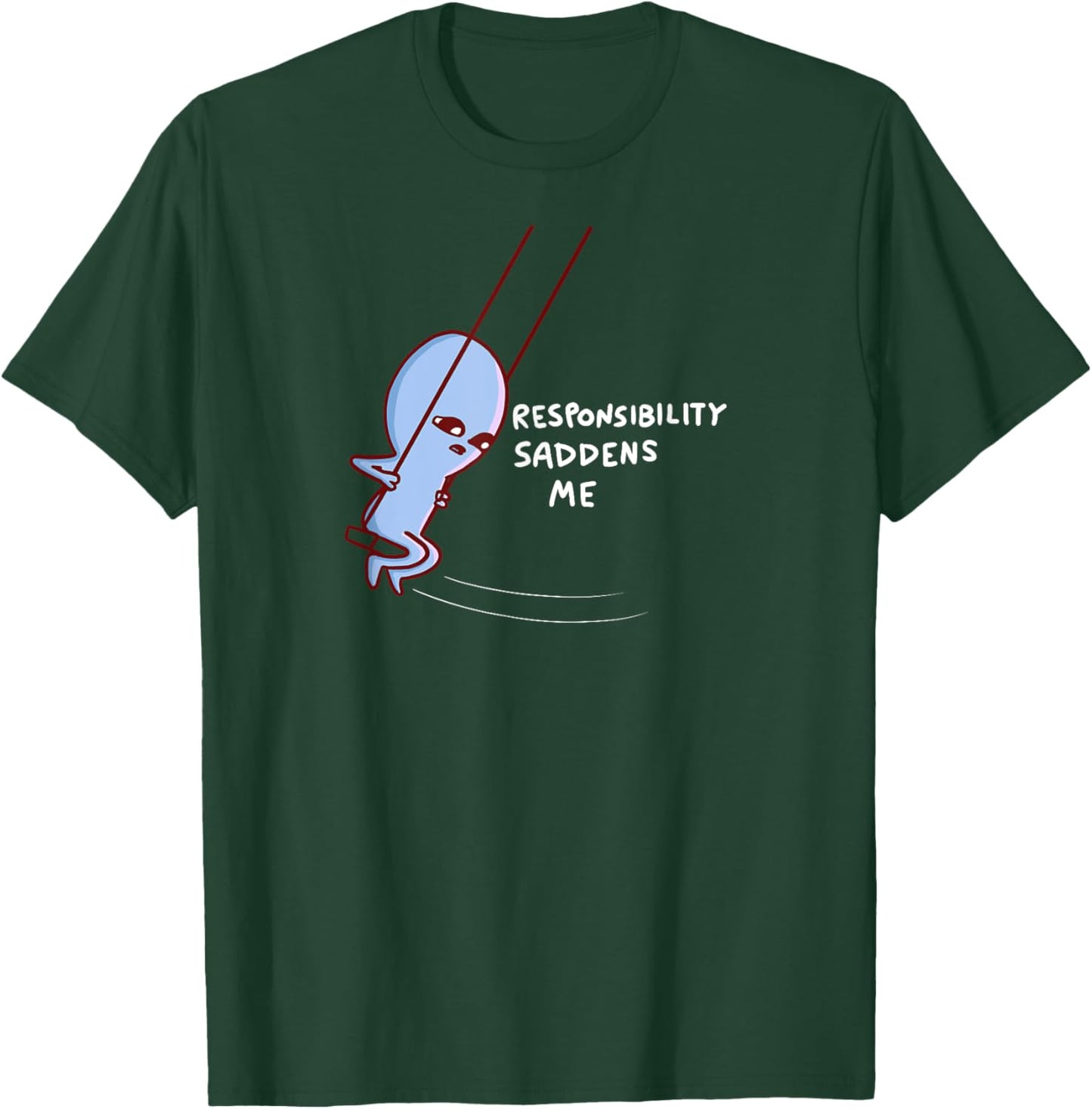 Threadless Nathan W. Pyle Responsibility Saddens Me Graphic T-Shirt - T-Shirt | Forest