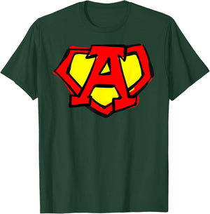 Superhero Letter on Chest A cute cartoon version T-Shirt - T-Shirt | Forest