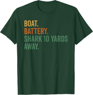 Trump Electric Boat Battery Shark 10 Yards Away Meme T-Shirt - T-Shirt | Forest