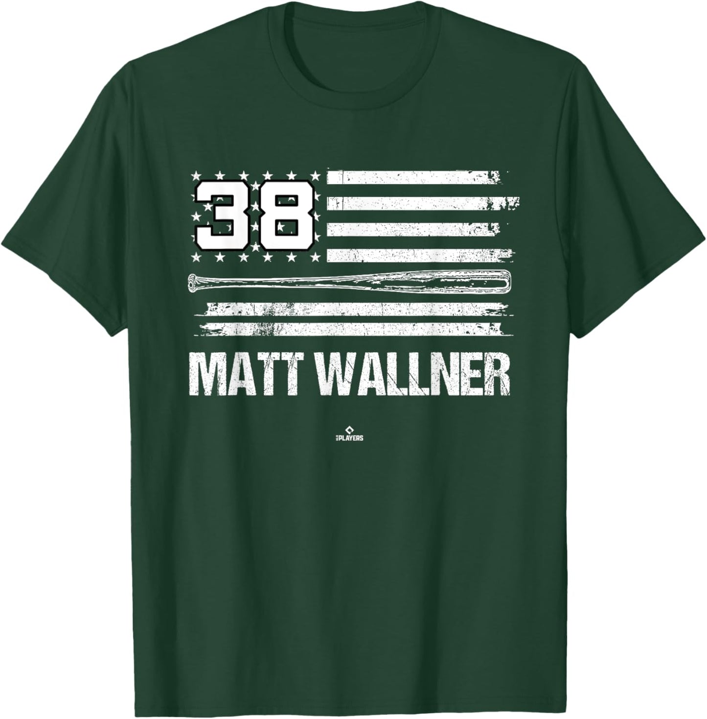 USA Flag Bat Matt Wallner Minnesota Baseball MLBPA T-Shirt - T-Shirt | Forest