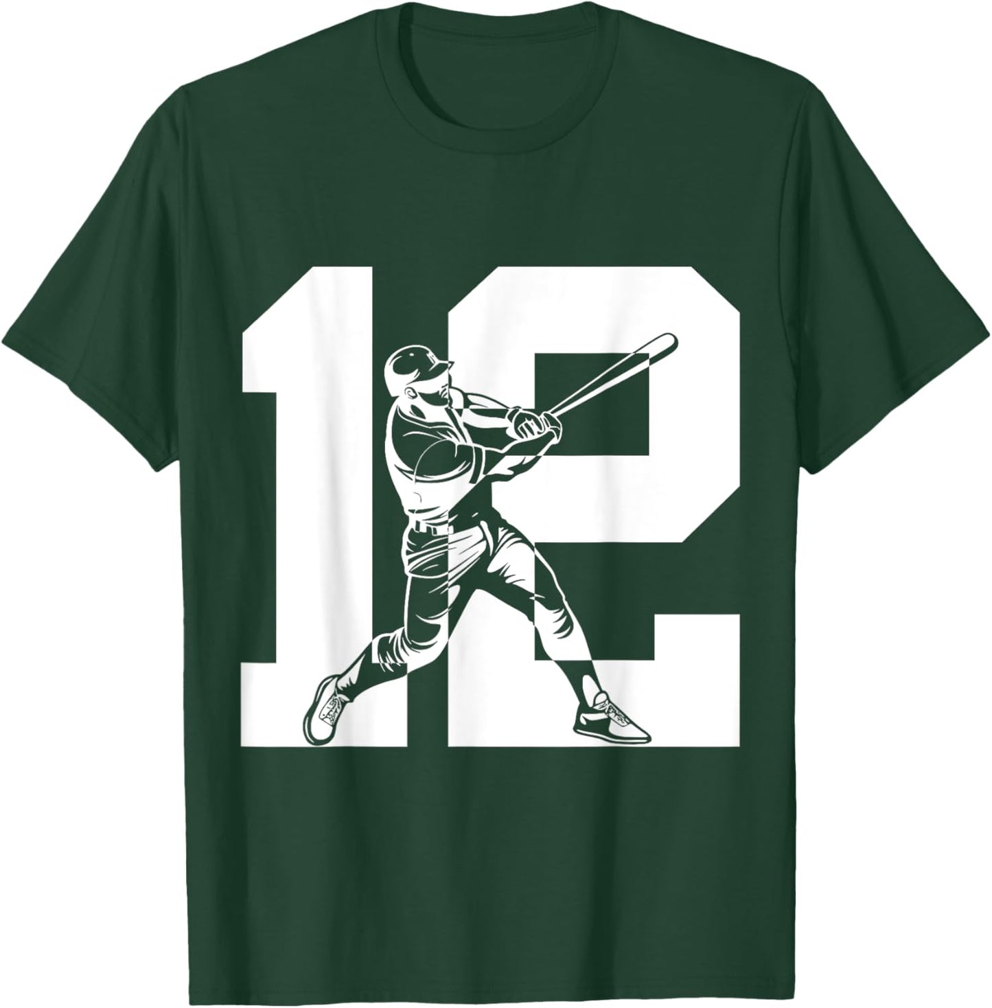 Number 12 Years Baseball 12th Birthday T-Shirt - T-Shirt | Forest