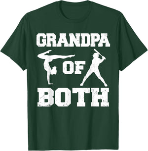 Grandpa Of Both Funny Baseball and Gymnastics Grandpa T-Shirt - T-Shirt | Forest