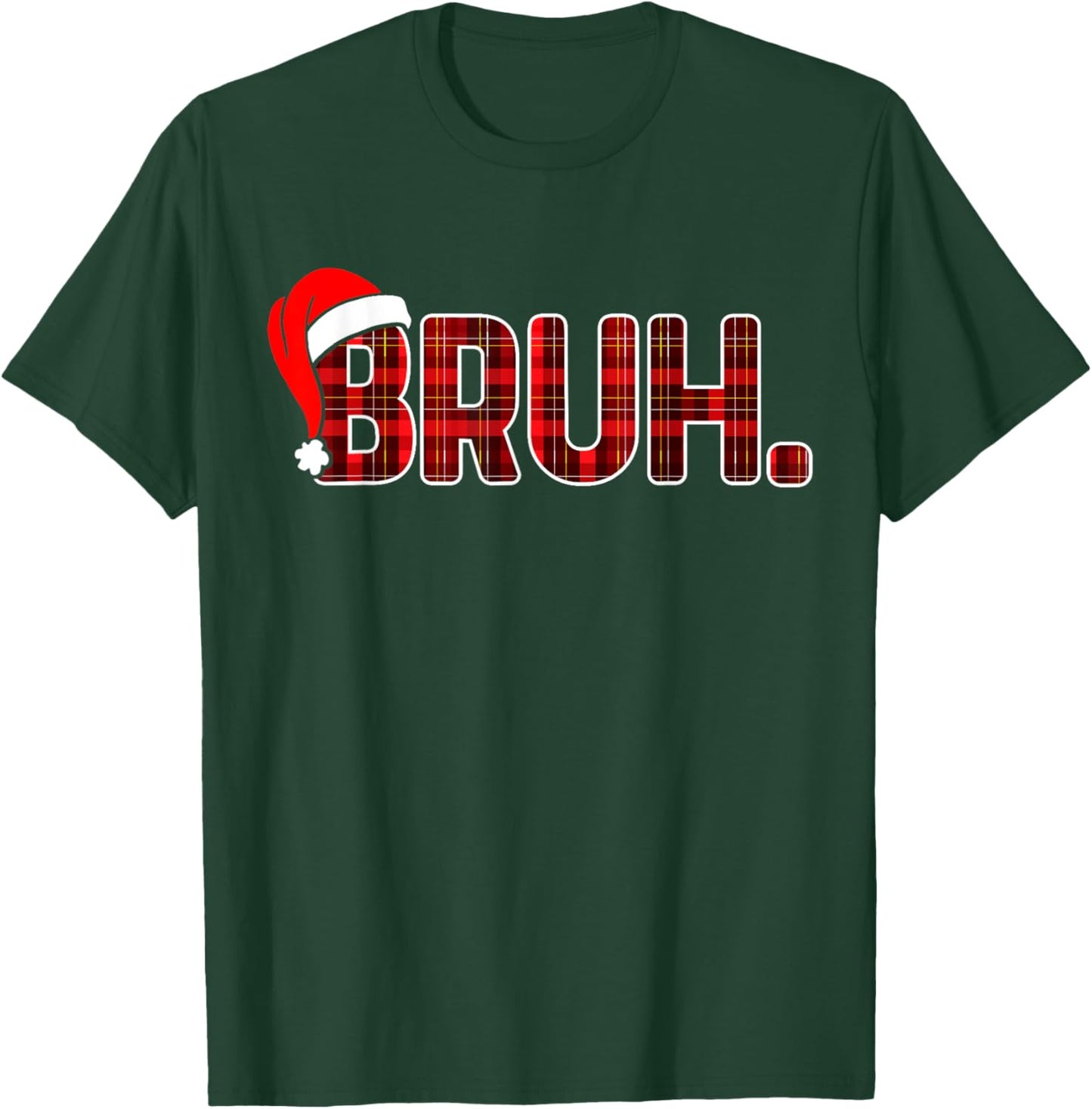 Bruh Funny Christmas Plaid Teens Boys Kids Xmas Pajamas T-Shirt - T-Shirt | Forest