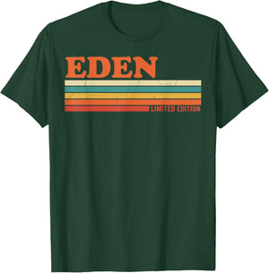 Eden Rétro Prénom Personnalisé Vintage Rayures T-Shirt - T-Shirt | Forest
