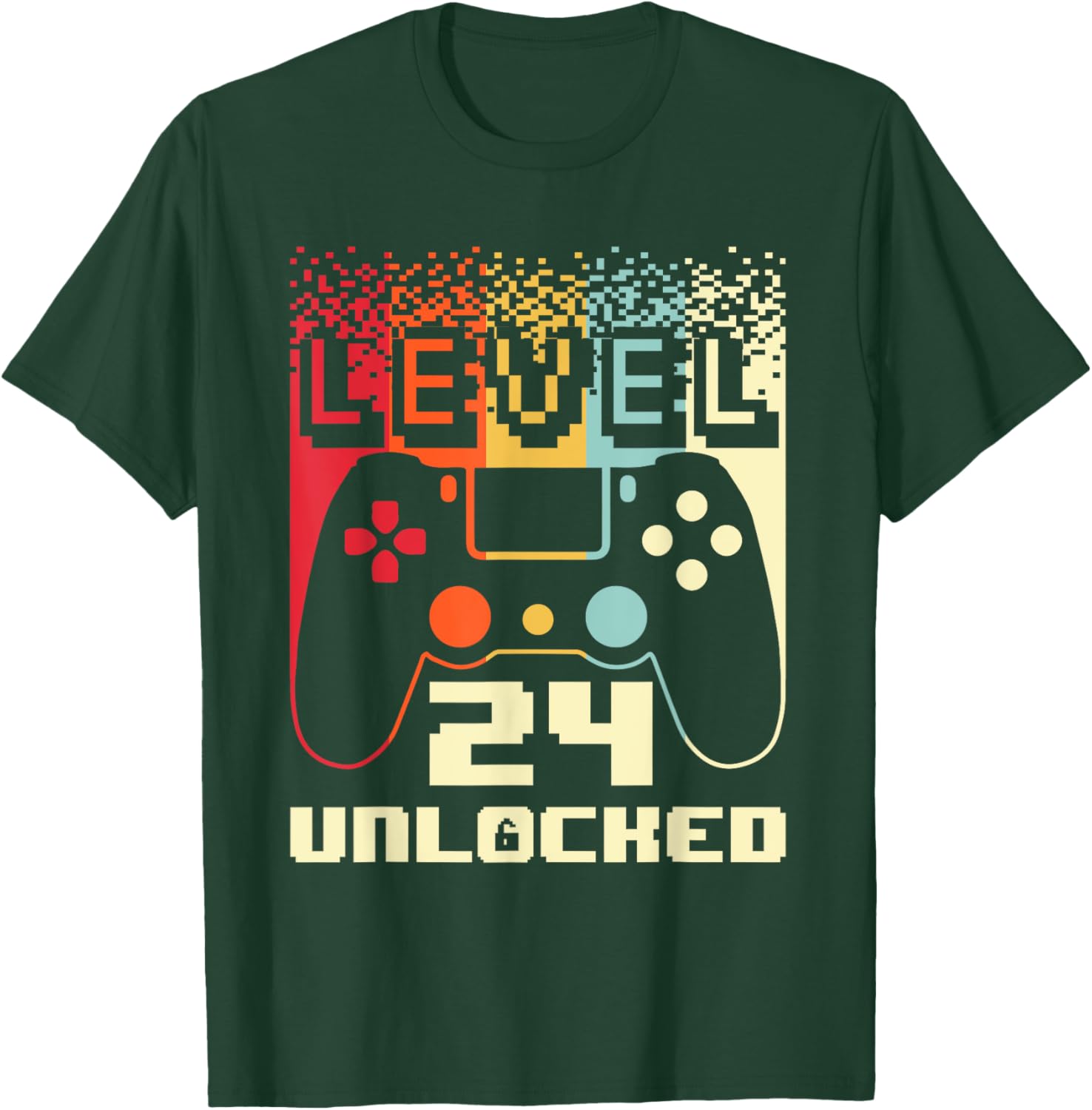 24th Birthday Level 24 Unlocked Gamer 24 Year Old T-Shirt - T-Shirt | Forest