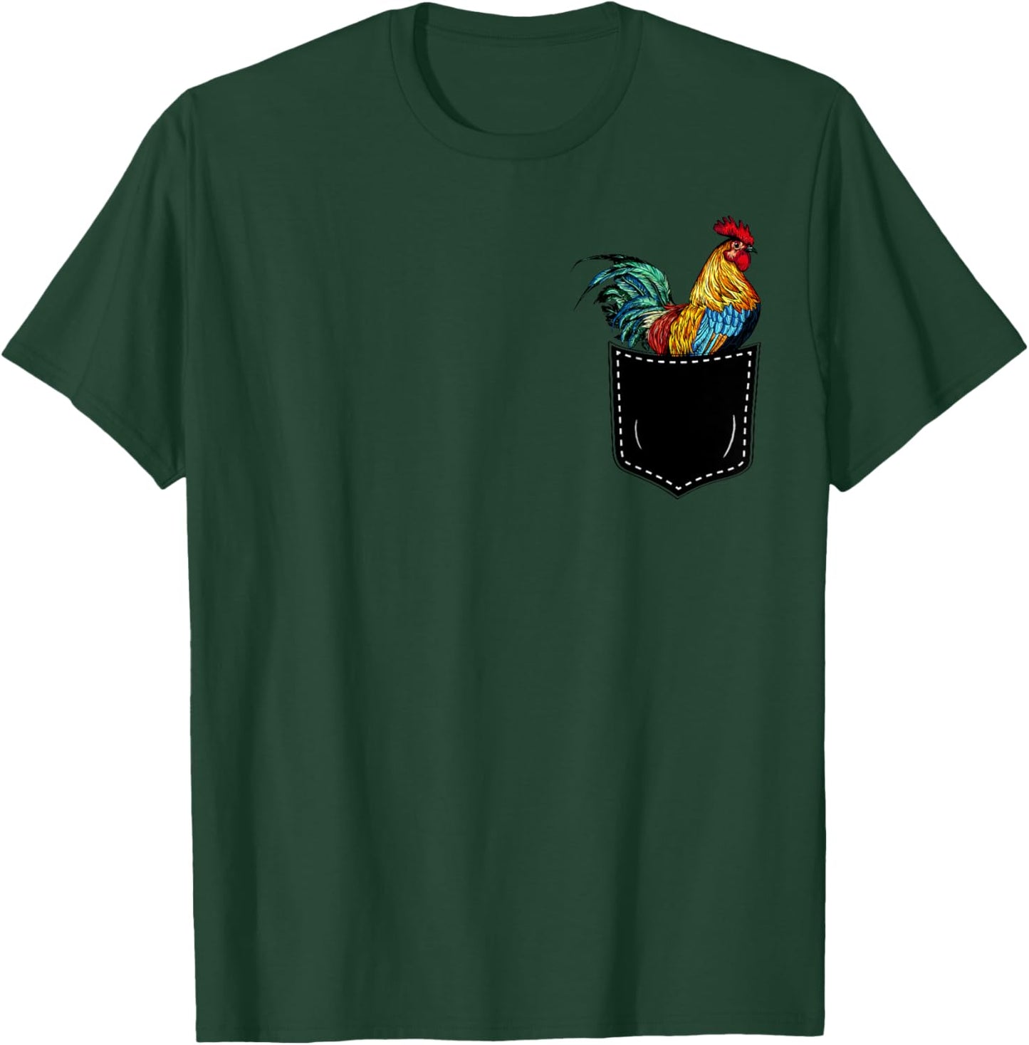 Funny Rooster In A Pocket Perfect for Chicken Lovers T-Shirt - T-Shirt | Forest