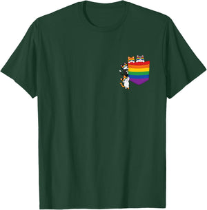 Lustiges Pocket Rainbow Cat Pride Queer Gay CSD Party LGBTQ T-Shirt - T-Shirt | Forest