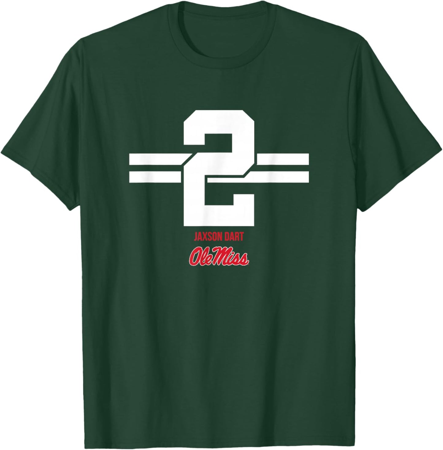 Ole Miss Football: Jaxson Dart 2 Stripe T-Shirt - T-Shirt | Forest