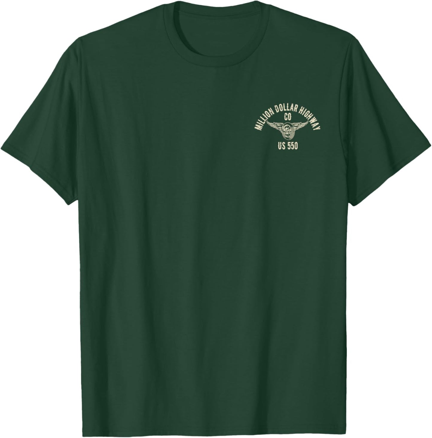 Million Dollar Highway HWY 550 Colorado Motorcycle Design T-Shirt - T-Shirt | Forest