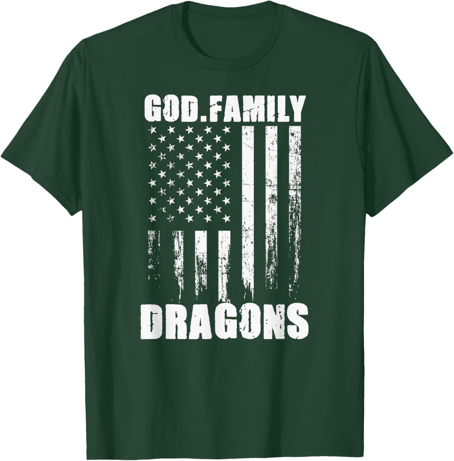 New Palestine Dragons God. Family. Vintage USA Flag T-Shirt - T-Shirt | Forest