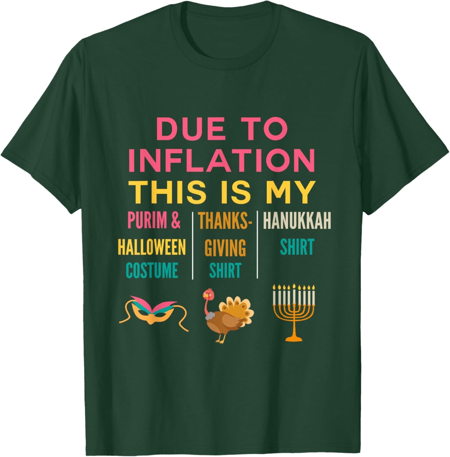 Due to Inflation this my Purim Halloween Costume Hanukkah T-Shirt - T-Shirt | Forest