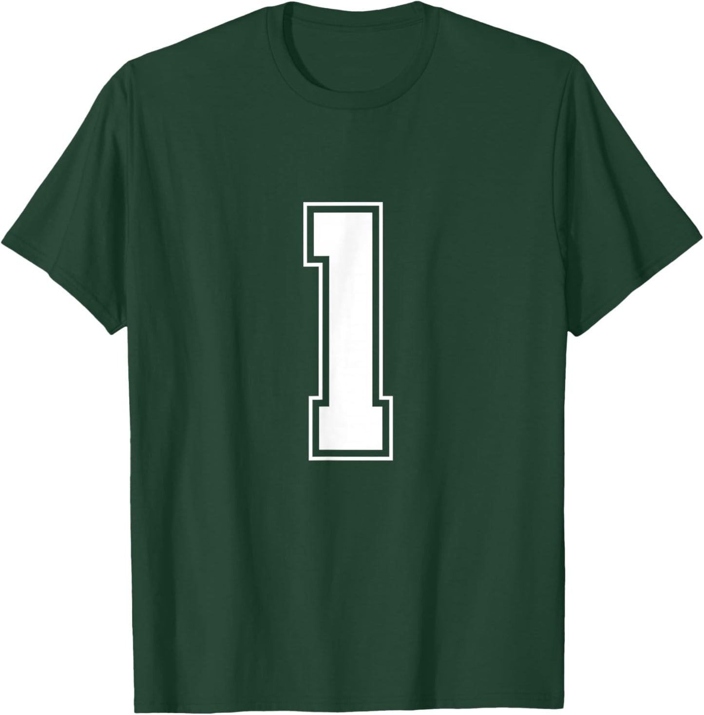 Number 1 Big Bold Capital Varsity Alphabet Monogram T-Shirt - T-Shirt | Forest