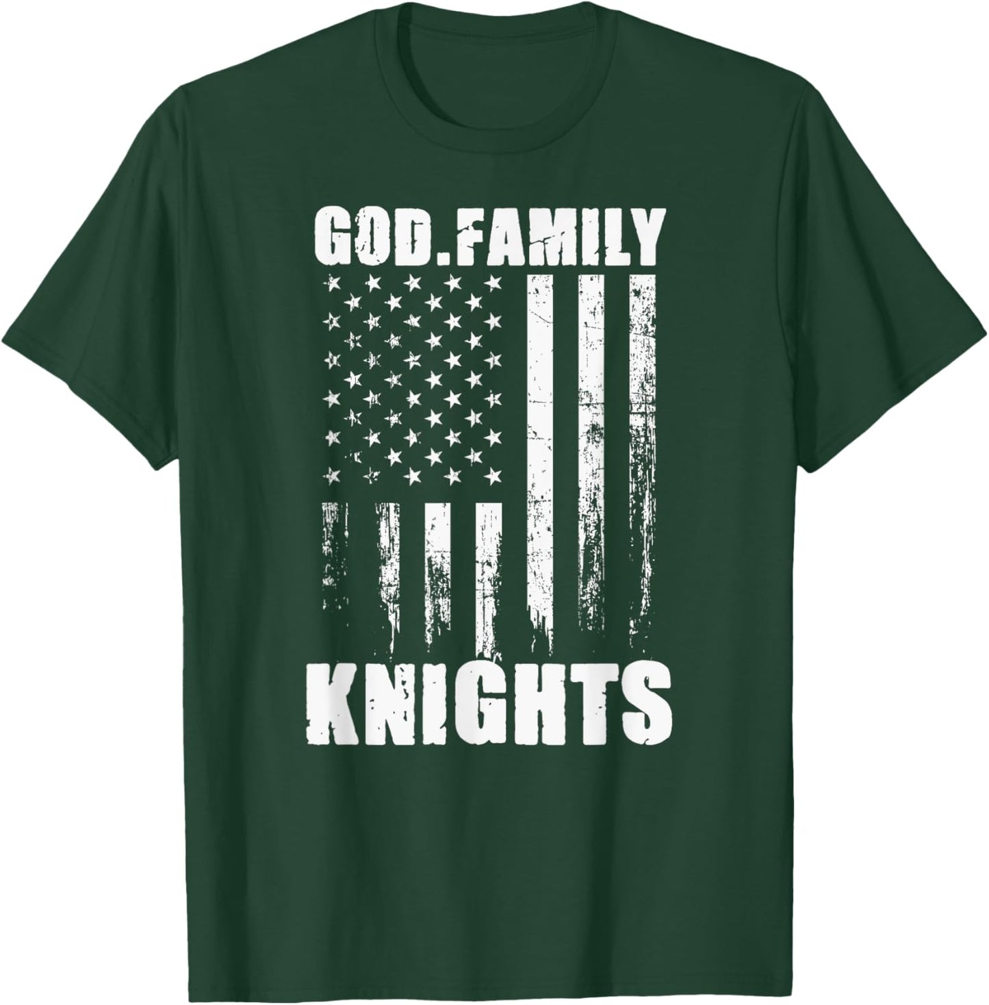 Fairview Knights God. Family. Vintage USA Flag T-Shirt - T-Shirt | Forest