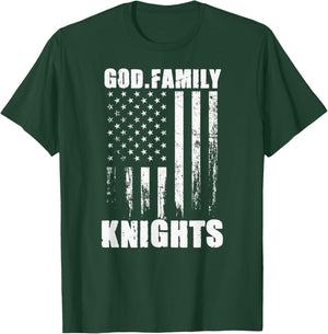 Fairview Knights God. Family. Vintage USA Flag T-Shirt - T-Shirt | Forest