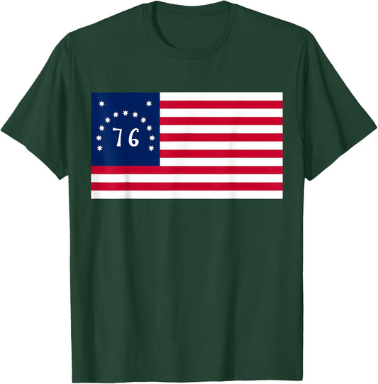 Bennington Flag 76 American Patriot 1776 4th of July USA T-Shirt - T-Shirt | Forest