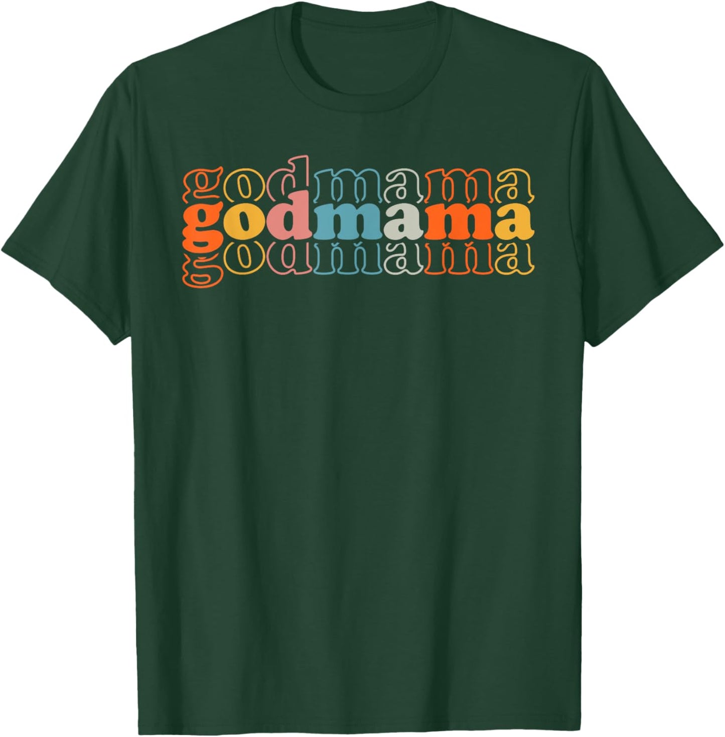 Godmama Retro Mother's Day Best Godmother T-Shirt - T-Shirt | Forest